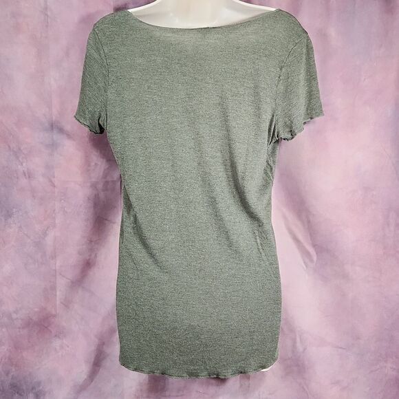 🐞Full Tilt Olive Rayon Scoop Neck Short Sleeve Blouse Large - Picture 4 of 11